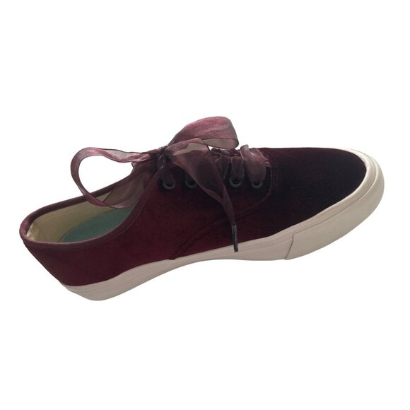SeaVees Legend Burgundy Cherry Velvet Sneakers J Crew Ribbon Laces Size 9.5 - Picture 3 of 11